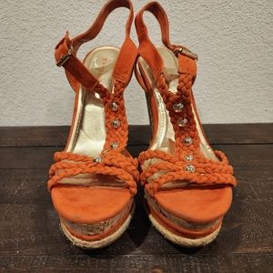 Bamboo wedge retro style heels